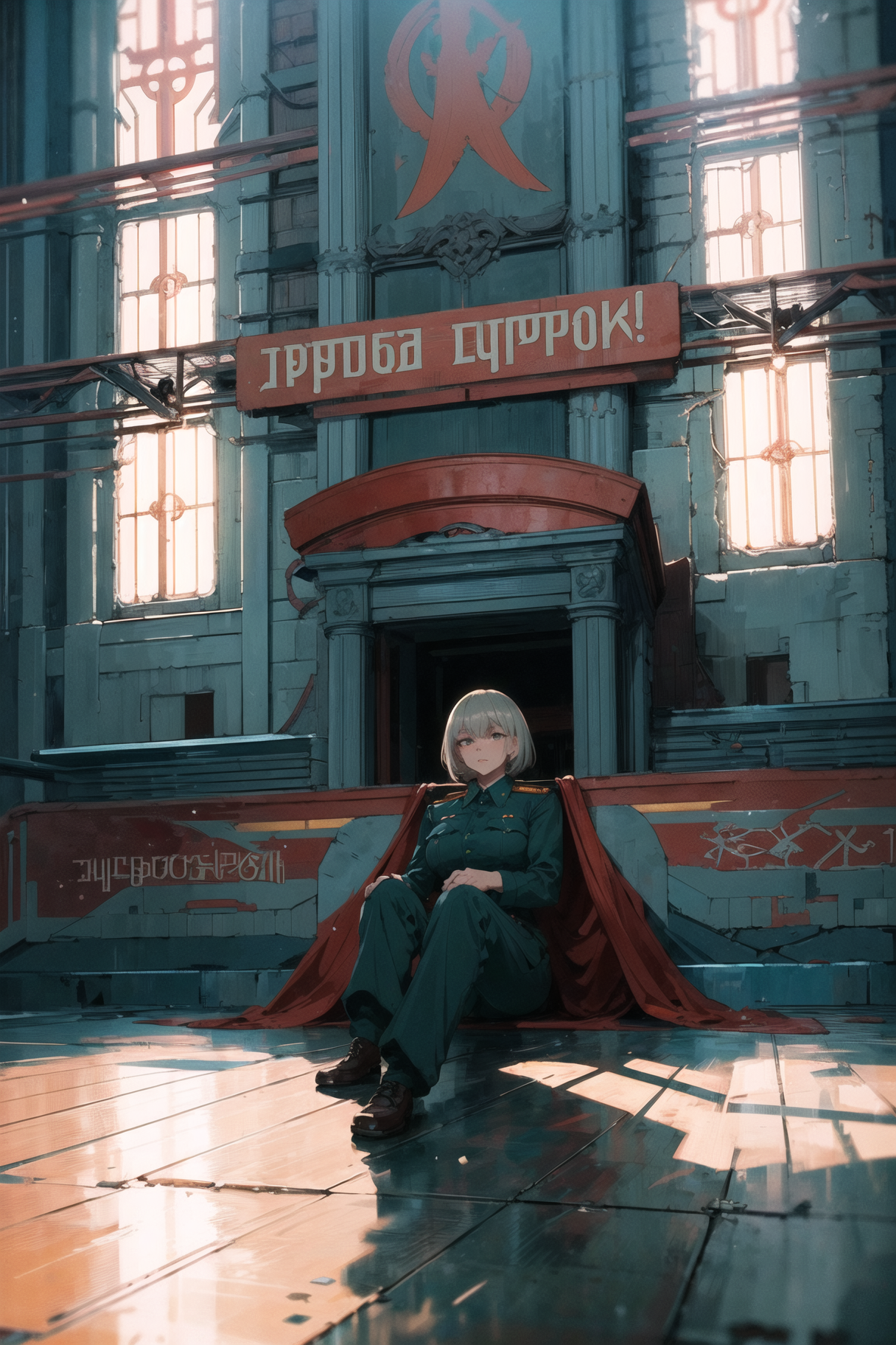 03023-938597304-best quality, ultra-detailed, best shadow, cinematic light, hyper detail, mature female, green military uniform, (soviet atmosph.png